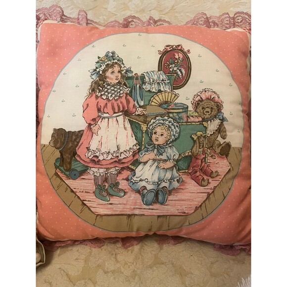 Vintage Victorian Toys Accent Pillow with Lace - Picture 2 of 3